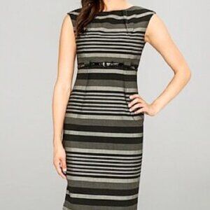 Calvin Klein | Women's Black Gray Striped Bayadere Career Sheath Dress 14